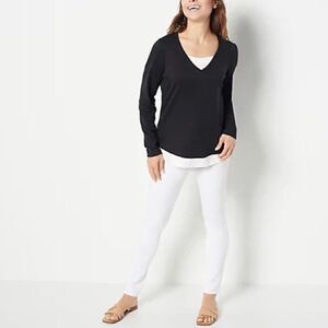 Isaac Mizrahi Live! Essentials Pima Cotton Layered Look Top